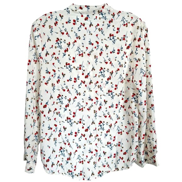 Women's Ditsy Floral Button Down Shirt Top Long Sleeve Size 8 White Multi - Picture 5 of 12